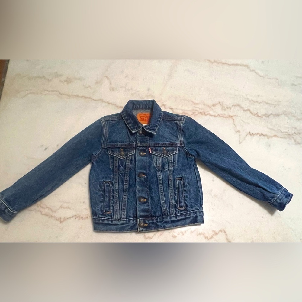 Levi’s Strauss Blue Denim Trucker Jacket Snap Button Front Unisex Toddler 4T